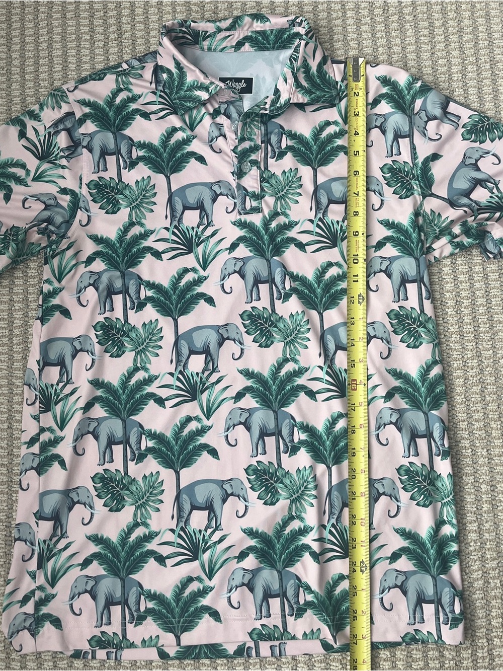 Waggle Golf Elephant All Over Print Performance Polo Size Medium - Picture 9 of 9